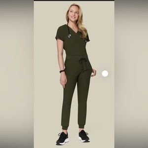 Mandala Olive Green Olive Green One Pocket Jogger Scrubs Medium